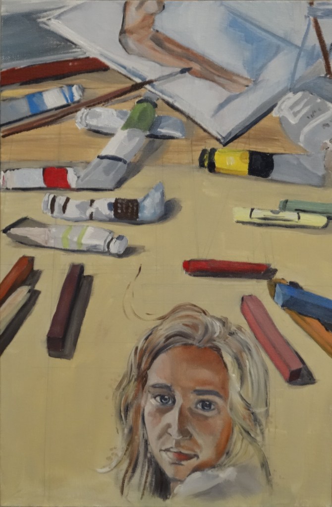 21/08/2014 : Nature morte aux pastels - Huile sur toile 27 x 41 cm