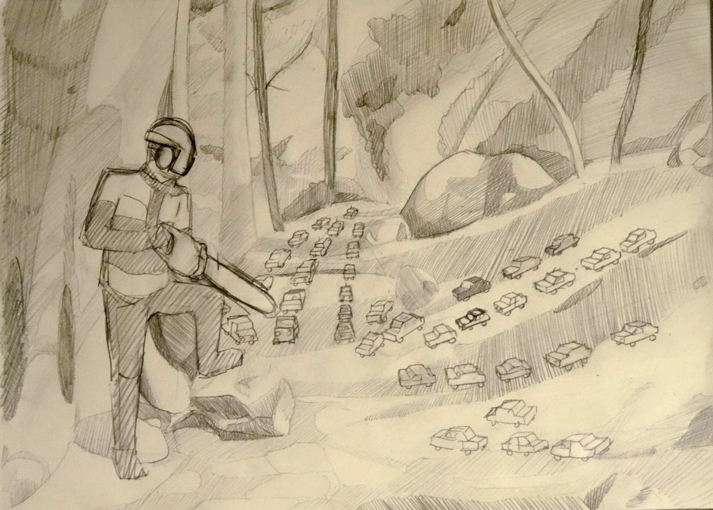 01/05/2015 : Dessin préparatoire Forestier - Criterium sur Canson