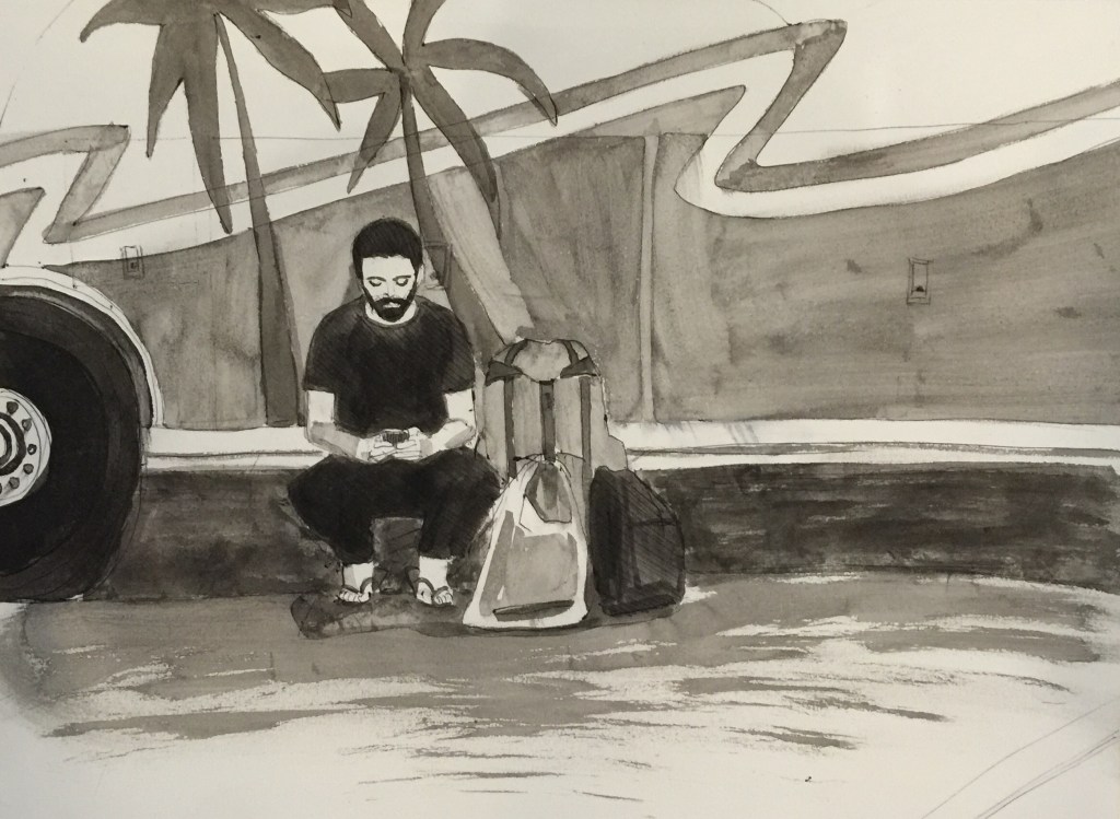 16/12/2015 : Routard - encre et stylo bille 21 x 29,7 cm