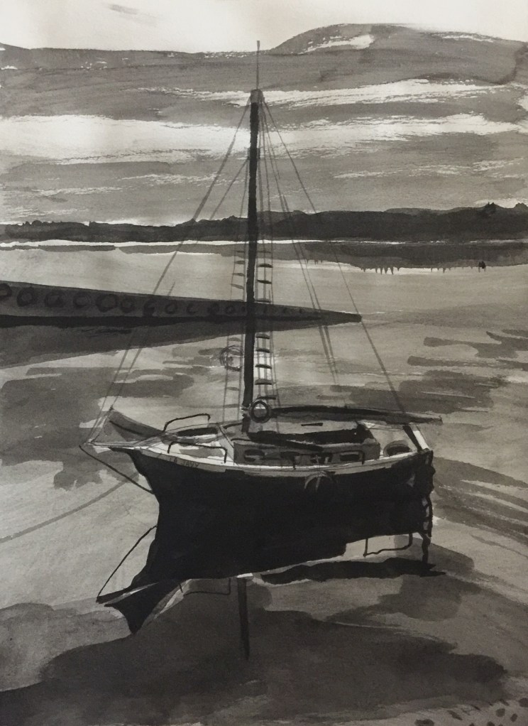 17/04/2016 - La barque 21 x 29,7 cm encre de chine